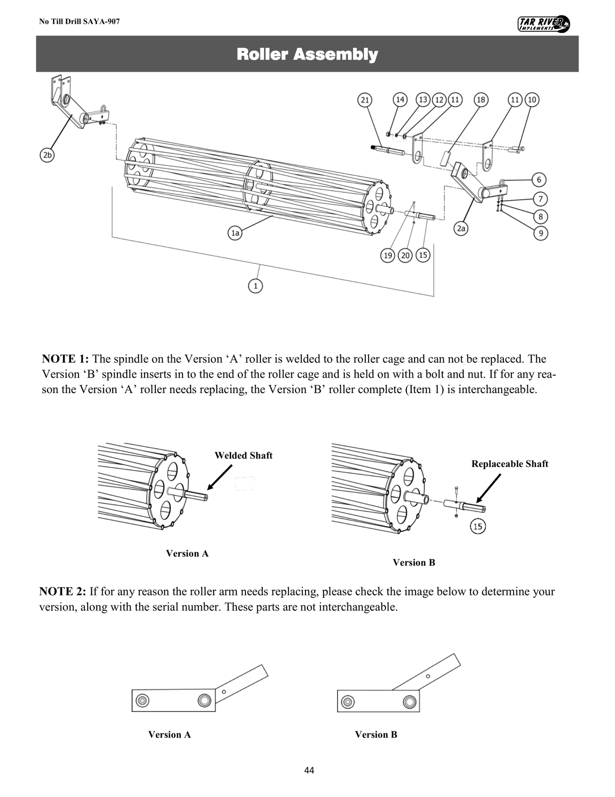 SAYA-907 Roller Assembly Diagram